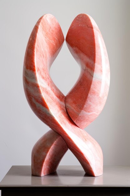 une sculpture avec un motif rouge et blanc dessus