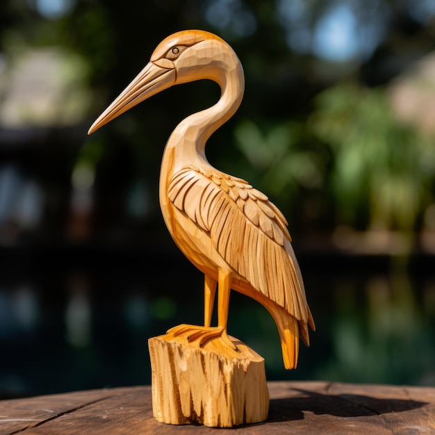 Photo une sculpture d'oiseau sculptée avec compétence ajoute du charme côtier au bord de la piscine