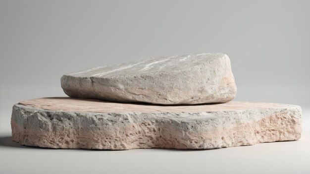 Sculpture en pierre reposant sur une surface blanche