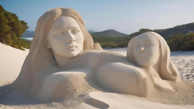 Photo une sculpture de sable blanc est montrée sur l'image