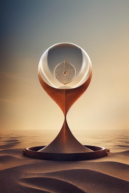 Une sculpture de sable avec une horloge au milieu