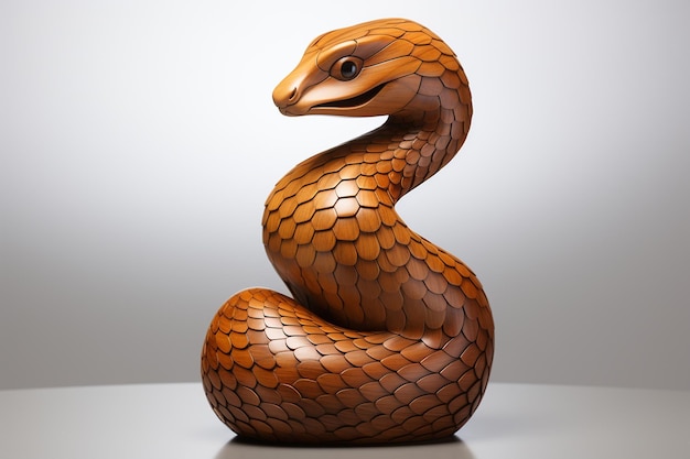 Une sculpture de serpent en bois 3D