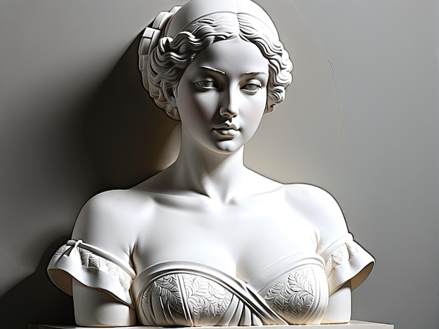 sculpture de statue en plâtre à moitié corps