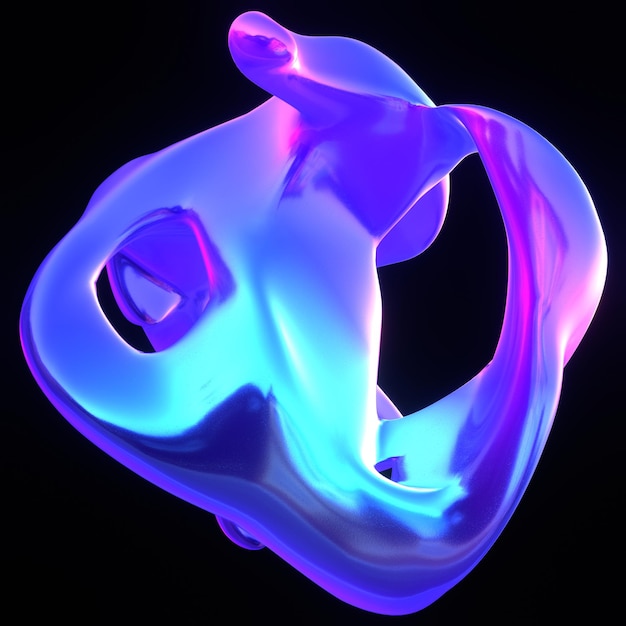une sculpture en verre bleu et rose de forme psychédélique
