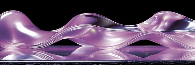 Une sculpture en verre avec un tourbillon violet au-dessus.