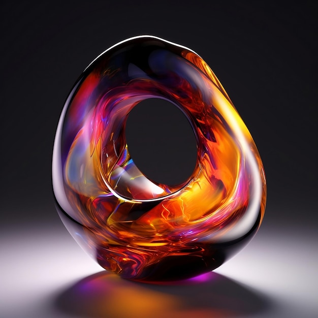 Une sculpture en verre avec un trou dedans