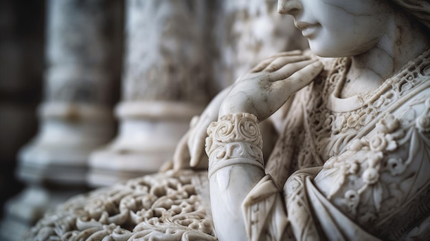 Sculptures complexes sur une statue de marbre générées par l'IA