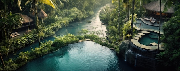 Se détendre dans le luxe avec une villa de jungle tropicale avec piscine