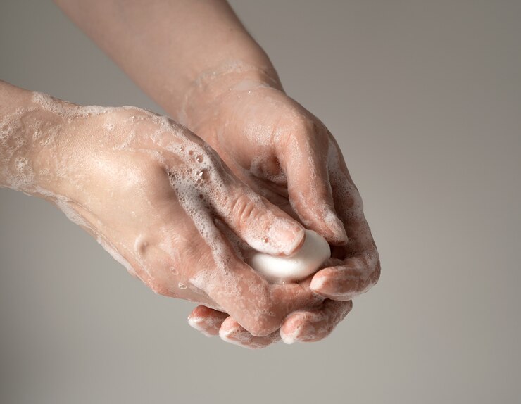 Photo se laver les mains avec du savon pour se protéger contre les virus.