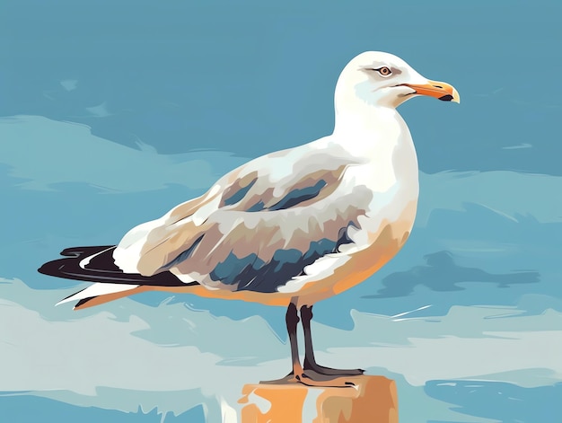 Seagull RetroInspired Whimsy dans un style d'illustration vintage adapté aux enfants