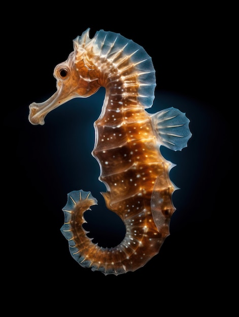 Seahorse Studio prise de vue isolée sur un fond noir clair IA générative