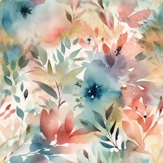 Seamless Pattern aquarelle élégante de belles fleurs