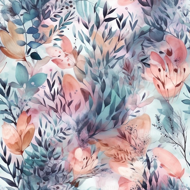 Seamless Pattern aquarelle élégante de belles fleurs