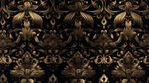 Seamless Texture de fond noir avec des ornements d'or de luxe