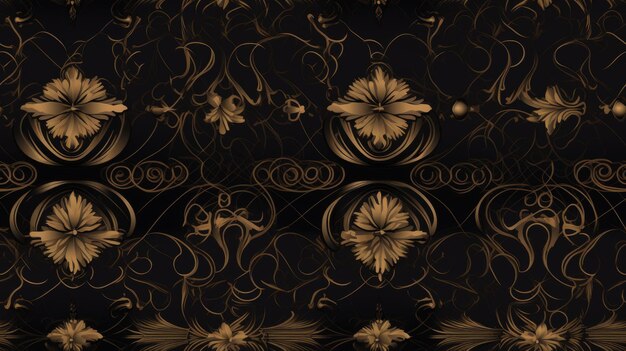 Seamless Texture de fond noir avec des ornements d'or de luxe