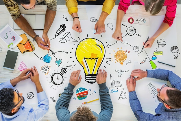 Photo une séance de brainstorming avec des personnes diverses échangant des idées symbolisant les efforts de collaboration dans di