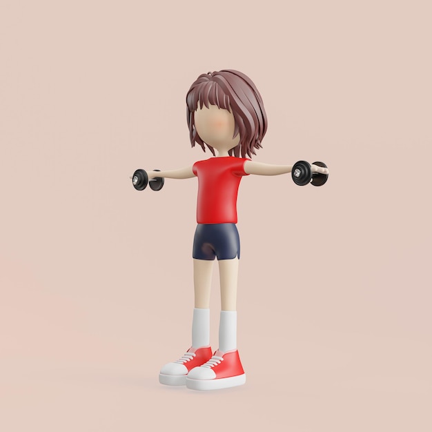 séance d'entraînement de femme de rendu 3d avec barbell