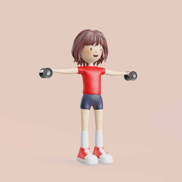 séance d'entraînement de femme de rendu 3d avec barbell