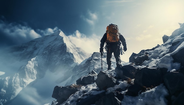 Une séance photo d'aventure professionnelle d'alpinisme