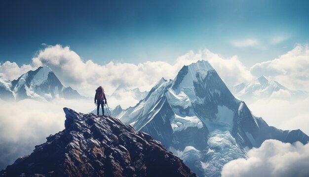 Une séance photo d'aventure professionnelle d'alpinisme