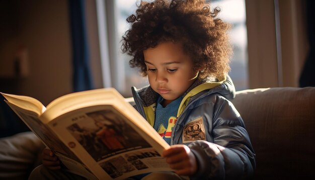 Photo une séance photo d'enfants de différentes ethnies lisant sur mlk