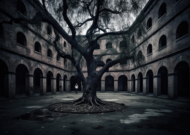 Séance photo gothique d'asile abandonné d'Halloween