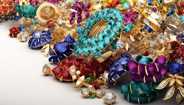Séance photo macro de bijoux coûteux et de luxe 3d isométrique et conception détaillée étonnante