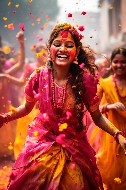 Photo une séance photo des moments ludiques de holi