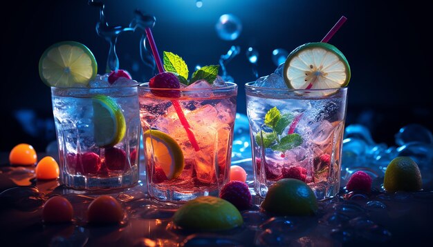 Une séance photo de publicité de cocktails frais Un concept professionnel coloré