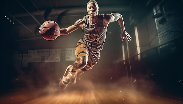 Une séance photo réaliste du jeu de basket-ball