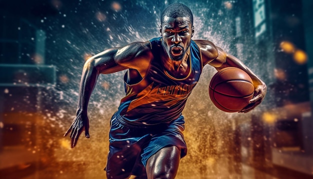 Une séance photo réaliste du jeu de basket-ball