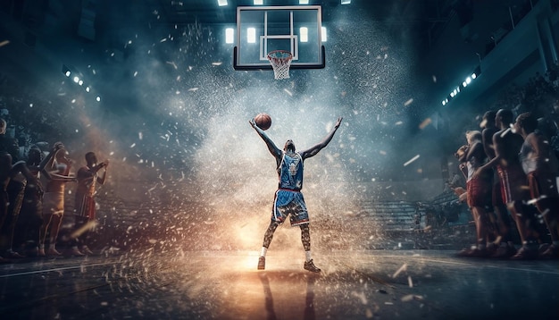 Une séance photo réaliste du jeu de basket-ball