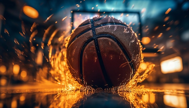 Une séance photo réaliste du jeu de basket-ball