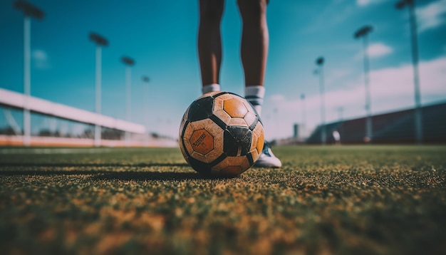 Séance photo sur le thème du football minimal avec concept de sport créatif Photographie de concept de football élégant