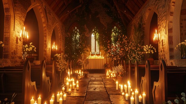 Une séance de prière à la chandelle dans une chapelle