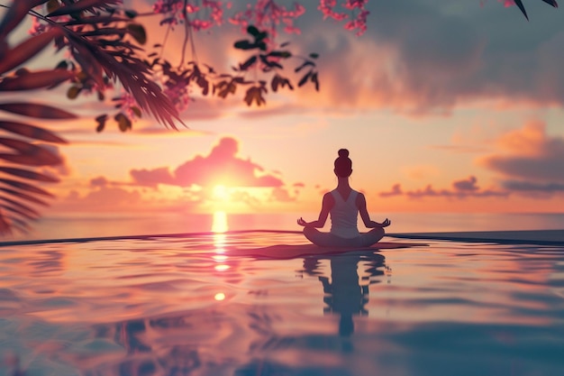 Une séance de yoga sereine au lever du soleil