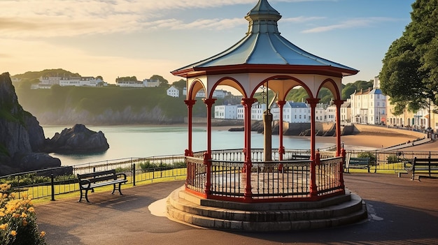 Photo seaside melody bandstand sur la colline du château du pembrokeshire au pays de galles au royaume-uni