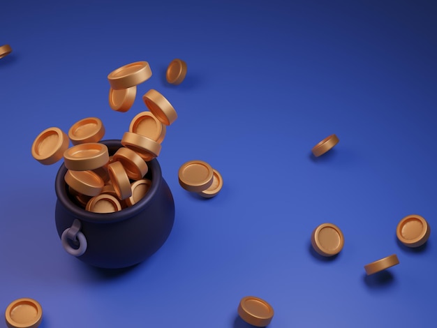 Seau de pièces de monnaie Illustration 3D