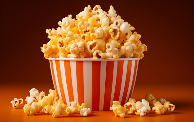 Un seau de pop-corn sur un arrière-plan isolé