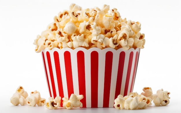 Un seau de pop-corn sur un arrière-plan isolé