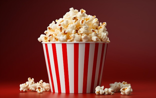 Un seau de pop-corn sur un arrière-plan isolé