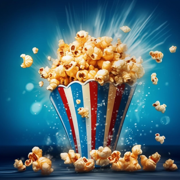 Un seau à pop-corn avec le mot pop-corn dessus