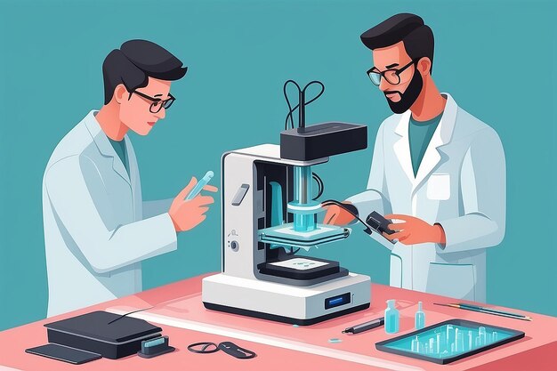 une section du laboratoire avec des étudiants utilisant la technologie CRISPR pour les efforts de conservation génétique illustration vectorielle en style plat