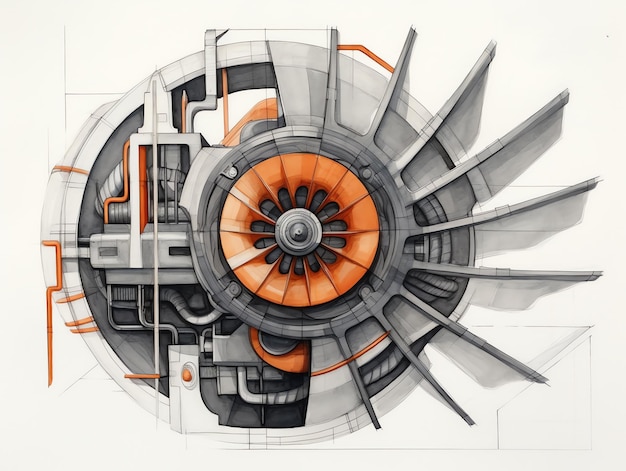 Section transversale d'un moteur à réaction à turbophane