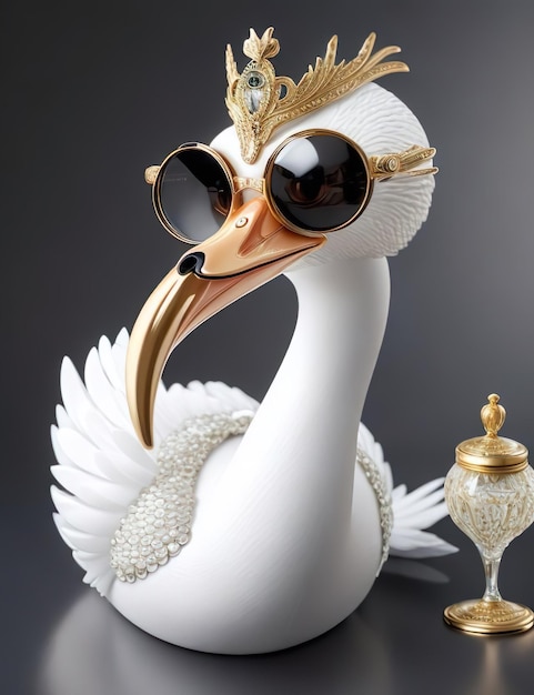 Photo le séduisant cygne anthropomorphe, symbole d’élégance et de style intellectuels