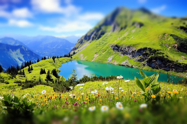 Photo seealpsee un lac de haute montagne dans les alpes bavaroises