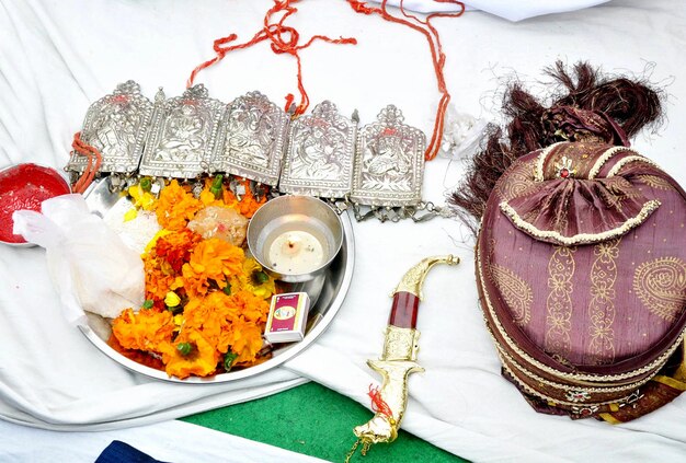 Sehra Pour Le Marié Lors D'une Cérémonie De Mariage Indien Traditionnel
