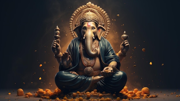 Seigneur Ganesha Deva Brahman Ganapatya Saguna Brahman Panchayatana puja dans l'hindouisme, le dieu à tête d'éléphant de la sagesse et de la prospérité, les dieux du panthéon hindou