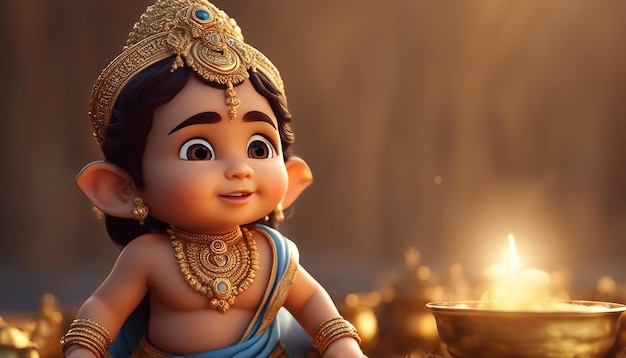 Le Seigneur Krishna en 3D