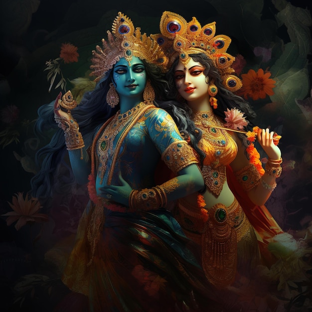 Le Seigneur Krishna joue de la flûte à l'occasion du festival de Janmashtami en Inde.